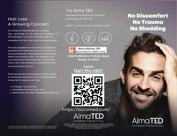 Alma TED Hair Restoration treatment process at Boca Center for Healthy Living